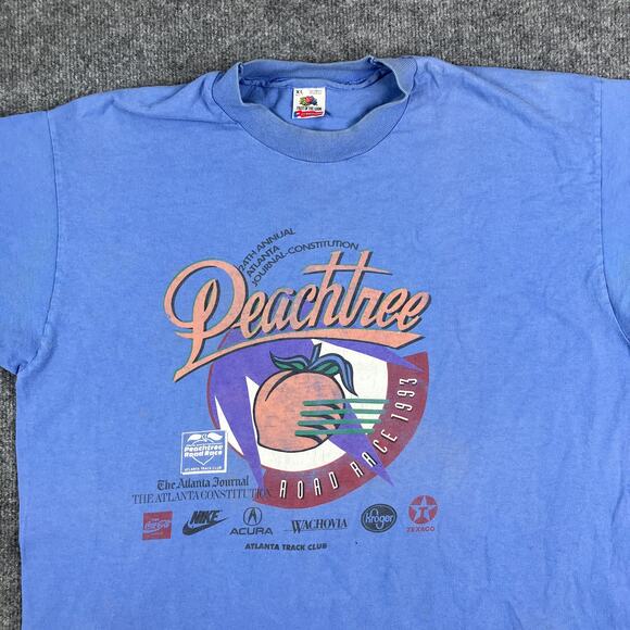 Fruit of the Loom T-Shirt Mens XL Blue Peachtree 1993 Graphic Vintage - Picture 1 of 9